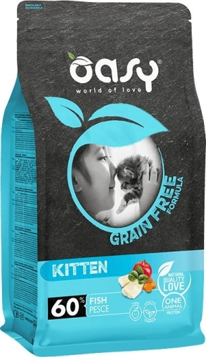 Oasy Grain Free Kitten Fish 7,5 kg – brezžitne brikete za mucke