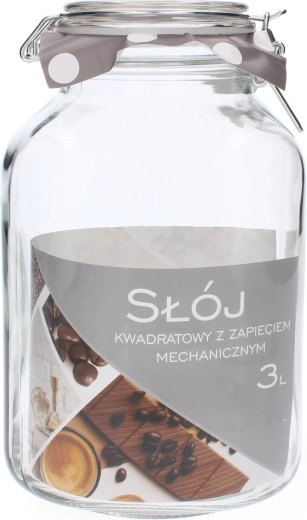 Kvadratni stekleni kozarec 3 l z mehanskim zapiranjem