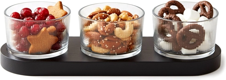 Steklene skledice za prigrizke na pladnju, 4-delni set