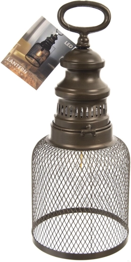 Kovinski LED svečnik rjav 15 × 15 × 30 cm