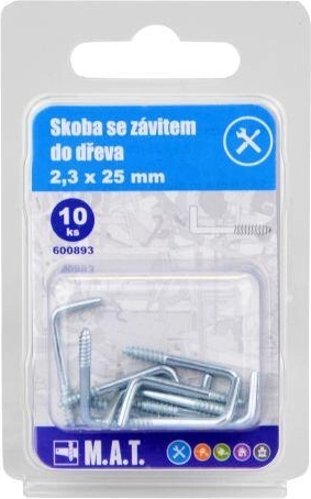 Kavelj z navojem za les 25 × 2,3 mm, pocinkan (10 kosov)