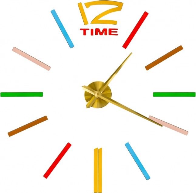 Stenske samolepilne DIY ure z nastavljivim premerom, zlate kazalke, barvne oznake