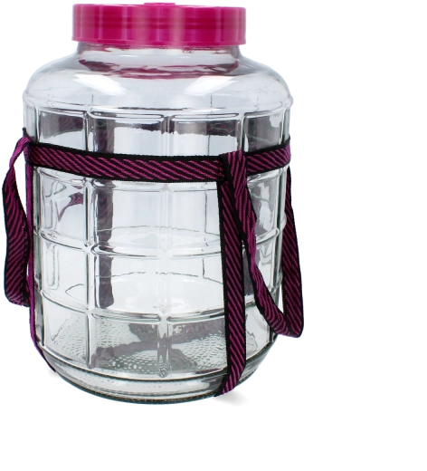 Večnamenski stekleni damižon 15 l s širokim vratom in pasom