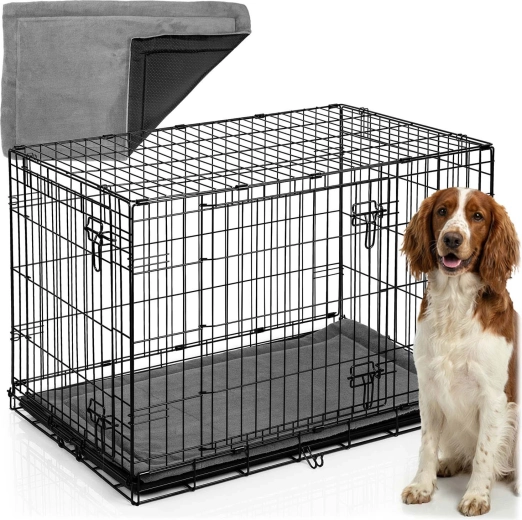 Kovinska transportna kletka za psa z vzmetnico 91 × 57 × 62 cm, velikost M