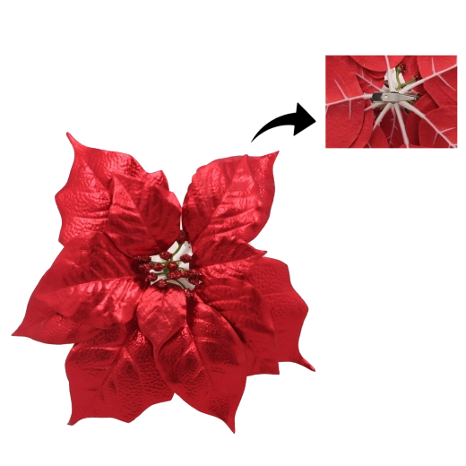 Umetna božična zvezda 25 cm na sponki – rdeča, set 12 kos