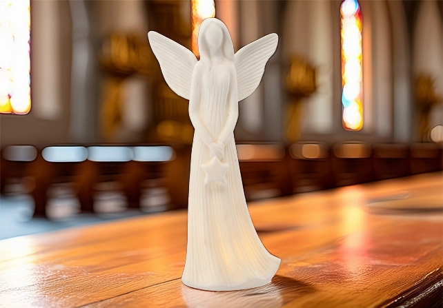 LED angel figurine with a star, 23.6 cm - 1 piece