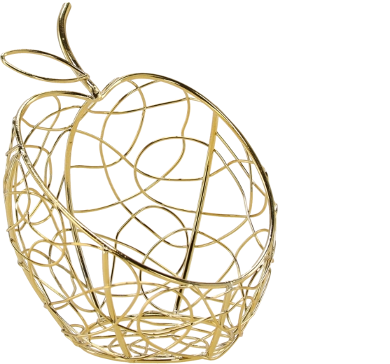 Zlata kovinska košara v obliki jabolka