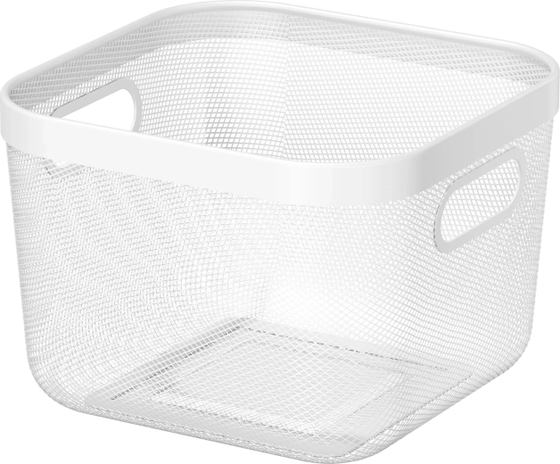 Bel kovinski shranjevalni koš 24 × 24 × 17 cm