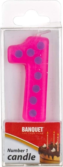 Rojstnodnevna svečka št. 1 roza
