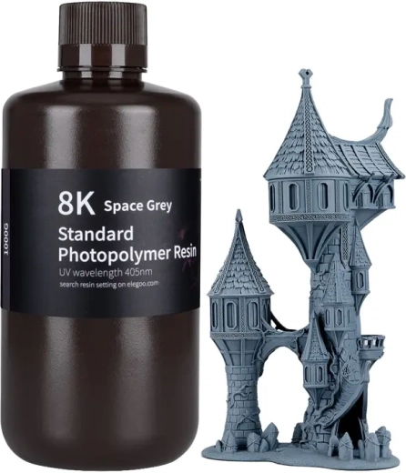 ELEGOO 8K vodno pralna fotopolimerna smola vesoljsko sive barve 1 kg