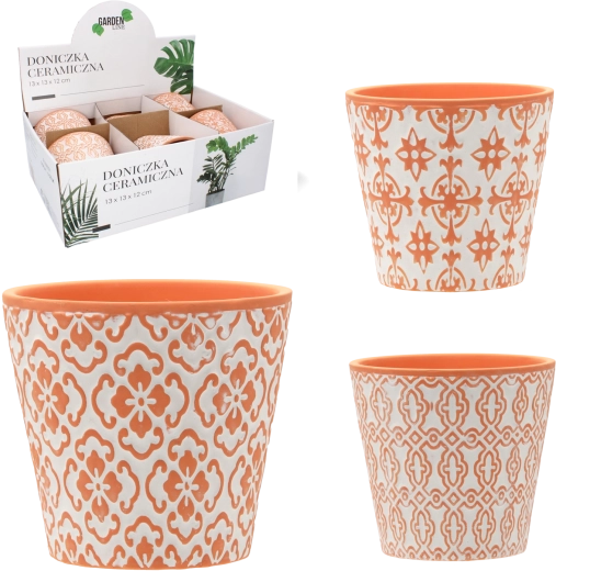 Keramični cvetlični lonec 13 × 13 × 12 cm, mešanica vzorcev