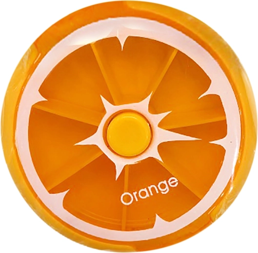 Okrogel dozirnik za zdravila z motivom pomaranče 9 × 2,5 cm