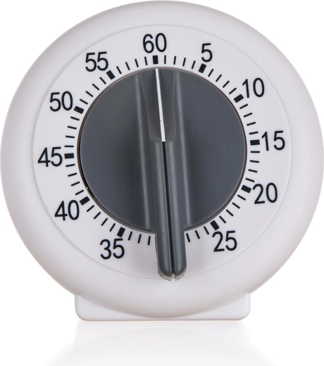 Kuhinjski mehanski časomer CULINARIA 60 min, belo‑siva, premer 9,5 cm
