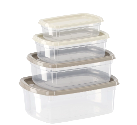 Set plastičnih posod za živila, 4 kosi – 0,25 l, 0,5 l, 0,75 l, 1,2 l