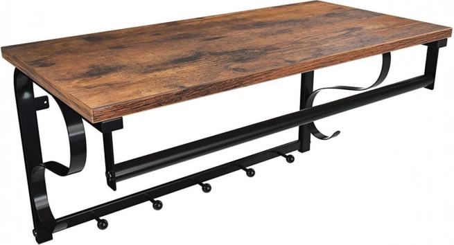 Stenska loft polica s kljukami in drogom