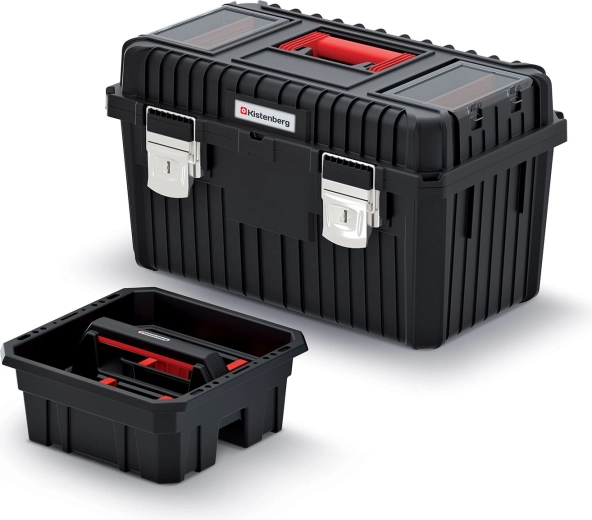 Kovček za orodje s kovinskimi zapirali HEAVY 585 × 360 × 337 mm, črn