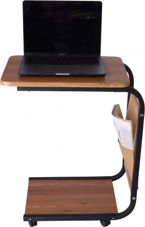 Premični klubski mizici / Stranska klubska mizica na koleščkih – temna barva