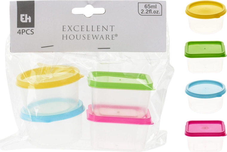 Mini doze 65 ml – set 4 kosov, okrogle in kvadratne, mešanica barv