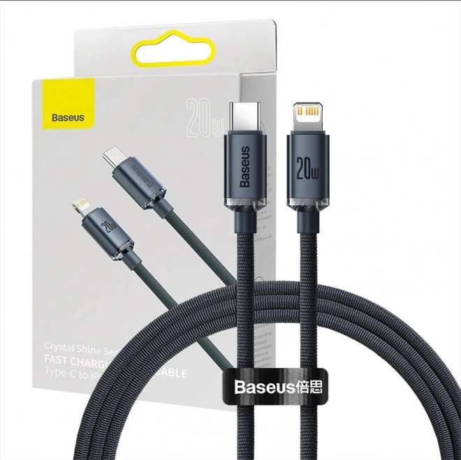 Baseus Crystal kabel USB-C na Lightning 20W PD - črna