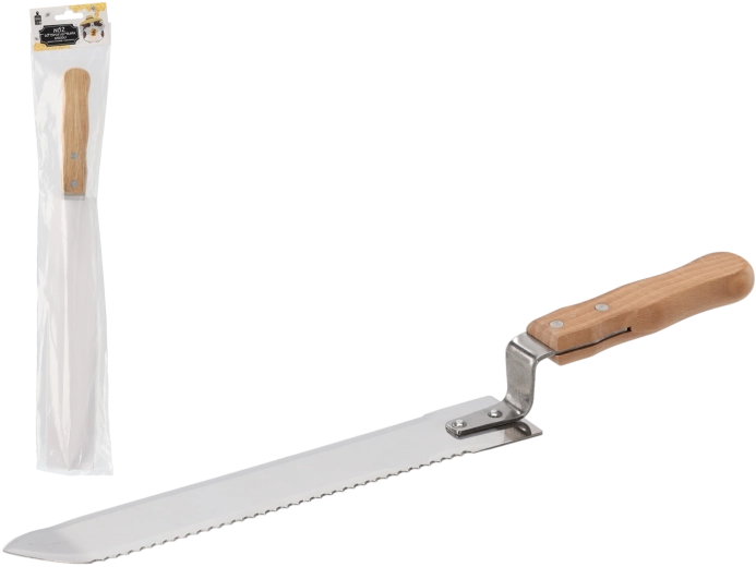 Enostransko nazobčan nož za odkrivanje medu