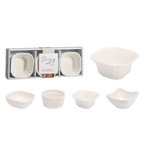 Set porcelanastih skled 10 cm EXCELLENT HOUSEWARE, bela, 3 kosi