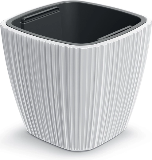 Cvetlični lonec ORO 39 cm bel – modernen plastičen lonec z vložkom