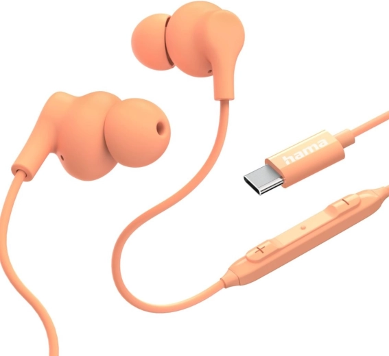 Slušalke za v uho Curly USB‑C oranžne