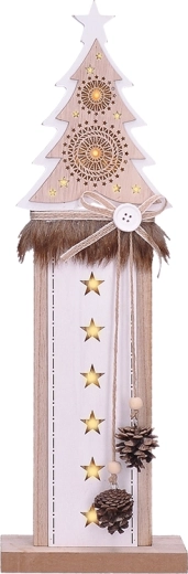 Solight Christmas LED wooden tree decoration, battery-powered