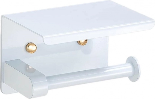 Beli nosilec za toaletni papir s poličko