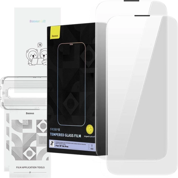 Kaljeno steklo BASEUS Corning s prašnim filtrom za iPhone 14 Pro