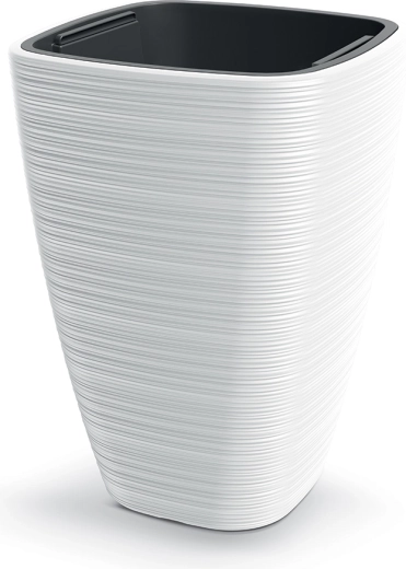 Vena Square Flowerpot 28.9 cm white with inner insert