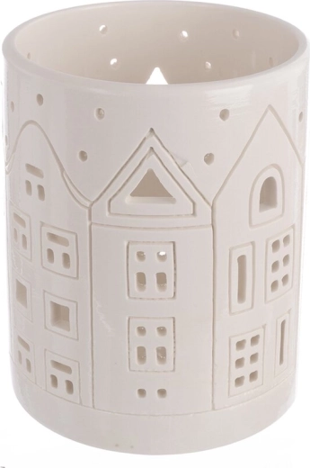 Porcelanast svečnik hišica, bel