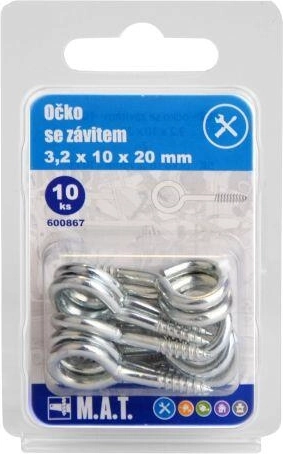 Zaprto uho z navojem 20 × 10 × 3,2 mm, pocinkano (10 kos)