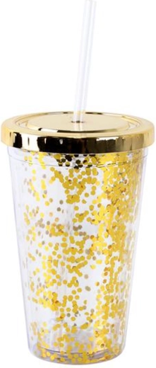 Dvoslojni plastični lonček s slamico TORO konfeti 500 ml