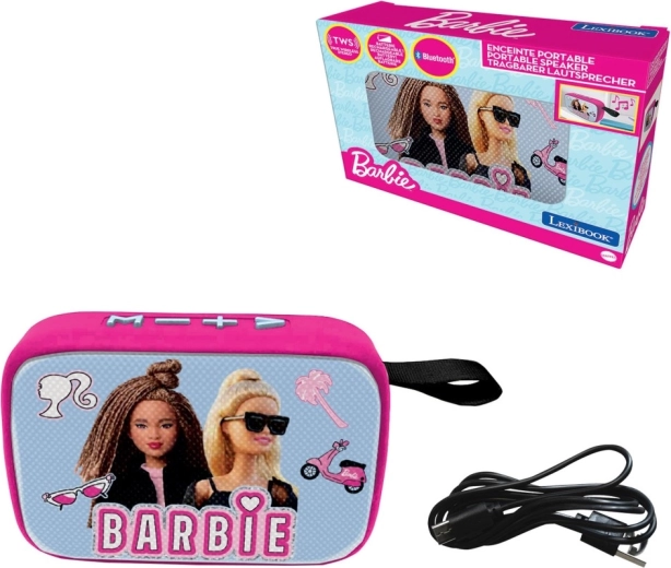 Prenosni Bluetooth zvočnik LEXIBOOK Barbie z blagom prevlečeno površino