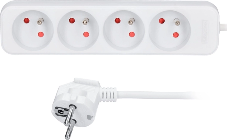 Solight extension cord with 4 sockets, 2 m, white