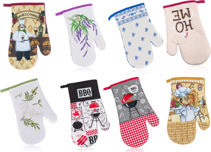 Kuhinjska bombažna prijemalka 27 × 17 cm – mešanica dekorjev