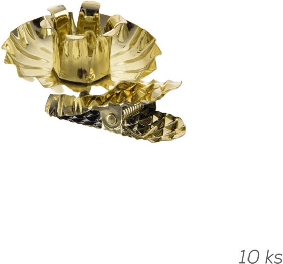 Zlati kovinski božični nosilci za svečke s sponko, 10 kosov (premer 1,5 cm)