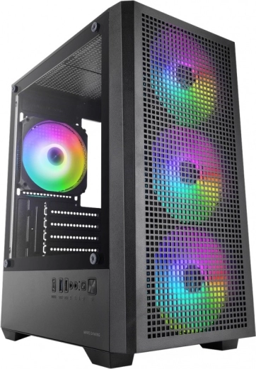 Mars Gaming MC-Vector black mATX case with 4× ARGB fans