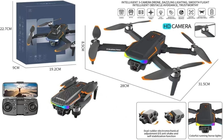 Dron s HD kamero na daljinsko upravljanje, zložljiv kvadrokopter z aplikacijo