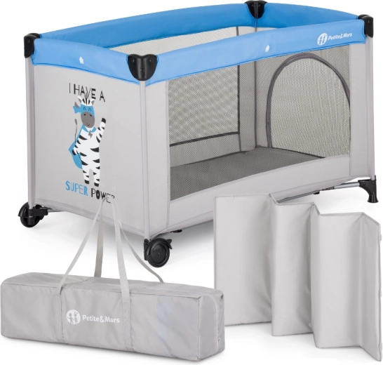 Potovalna posteljica PETITE&MARS Koot Zebra Super Power 120 × 60 cm