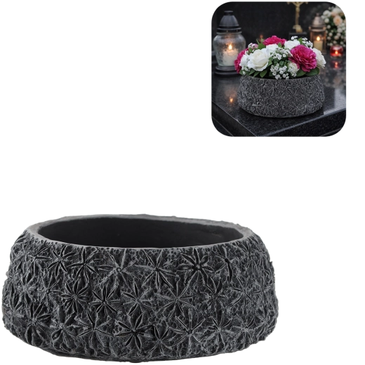 Dark gray cement planter 25 × 25 × 11 cm