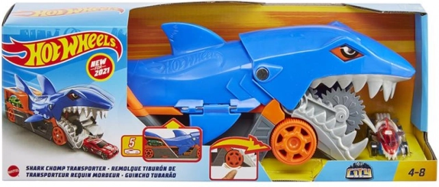 Hot Wheels City Shark Transporter – morski pes transporter avtomobilčkov