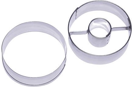 Nerjavno jekleni modelček za piškote krog z izrezanim sredinskim delom 3,5 cm – 2-delni set