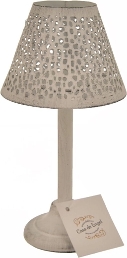 Kovinski svečnik – laterna, bel s pikčastim dekorjem, 20 cm