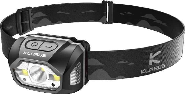 Klarus HM1 siva polnilna naglavna svetilka s senzorjem gibanja 440 lm, 1800 mAh
