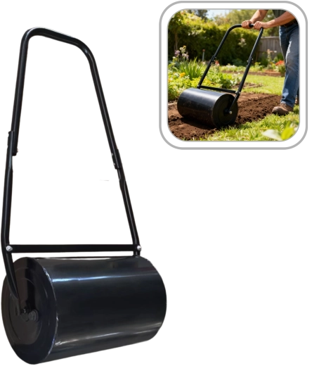 Garden lawn roller, metal, fillable with water or sand