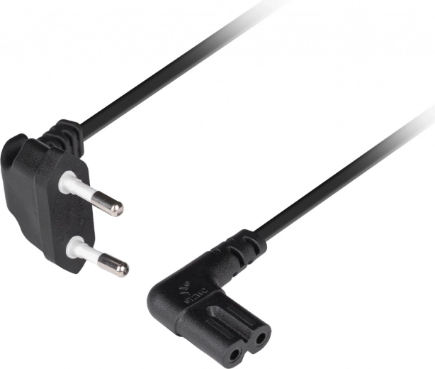 Lanberg napajalni kabel Euro (CEE 7/16) na IEC 320 C7, kotni, 1,8 m, črn