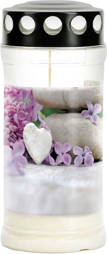 Nagrobna sveča Provence – gorenje 4 dni, srce iz cvetja