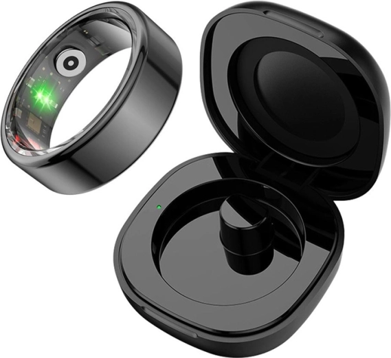 Pametni prstan Colmi R02 velikost 11 (20,3 mm) črn z polnilnim etuijem